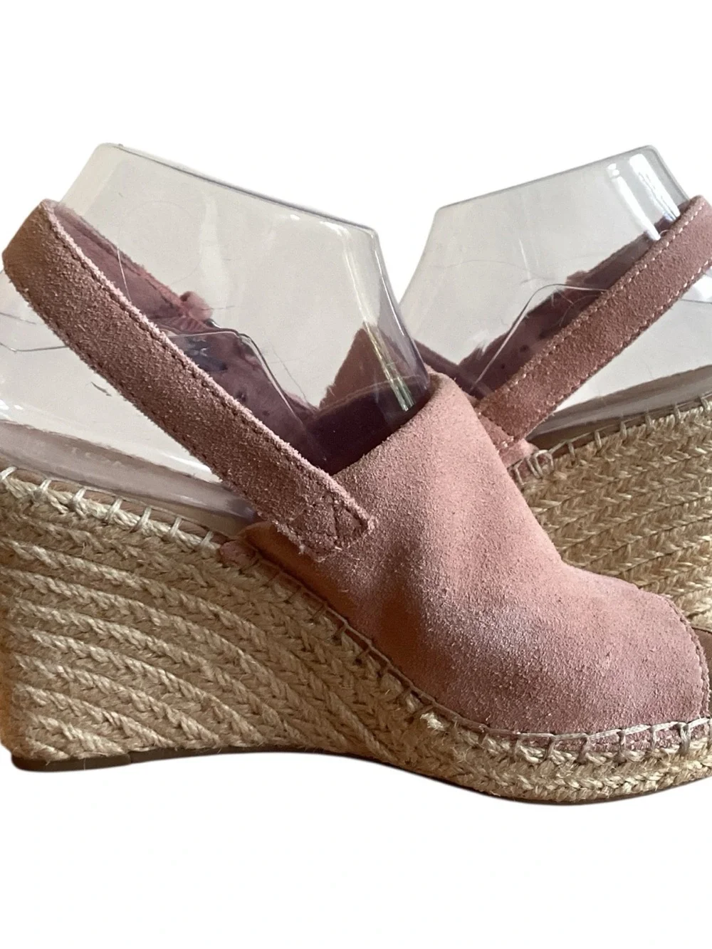 Toms Pink Suede Monica Espadrille Wedge Sandals size 7.5